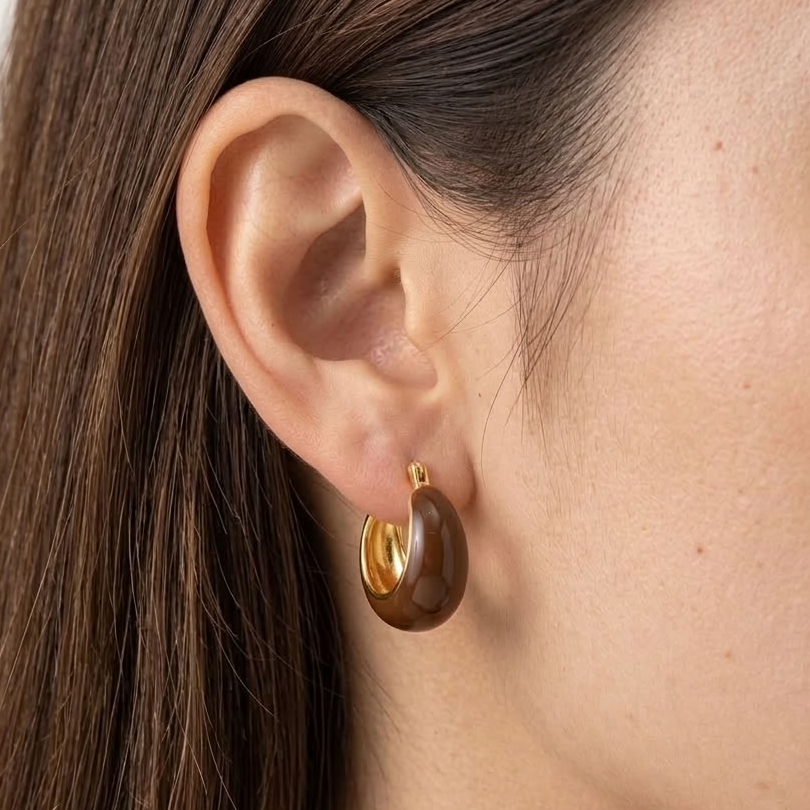 Lottie Espresso Chunky Hoops