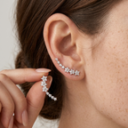 Stella Silver Flower and Star Crystal Ear Climbers