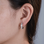 Isla Silver Square Crystal Huggie Hoop Earrings