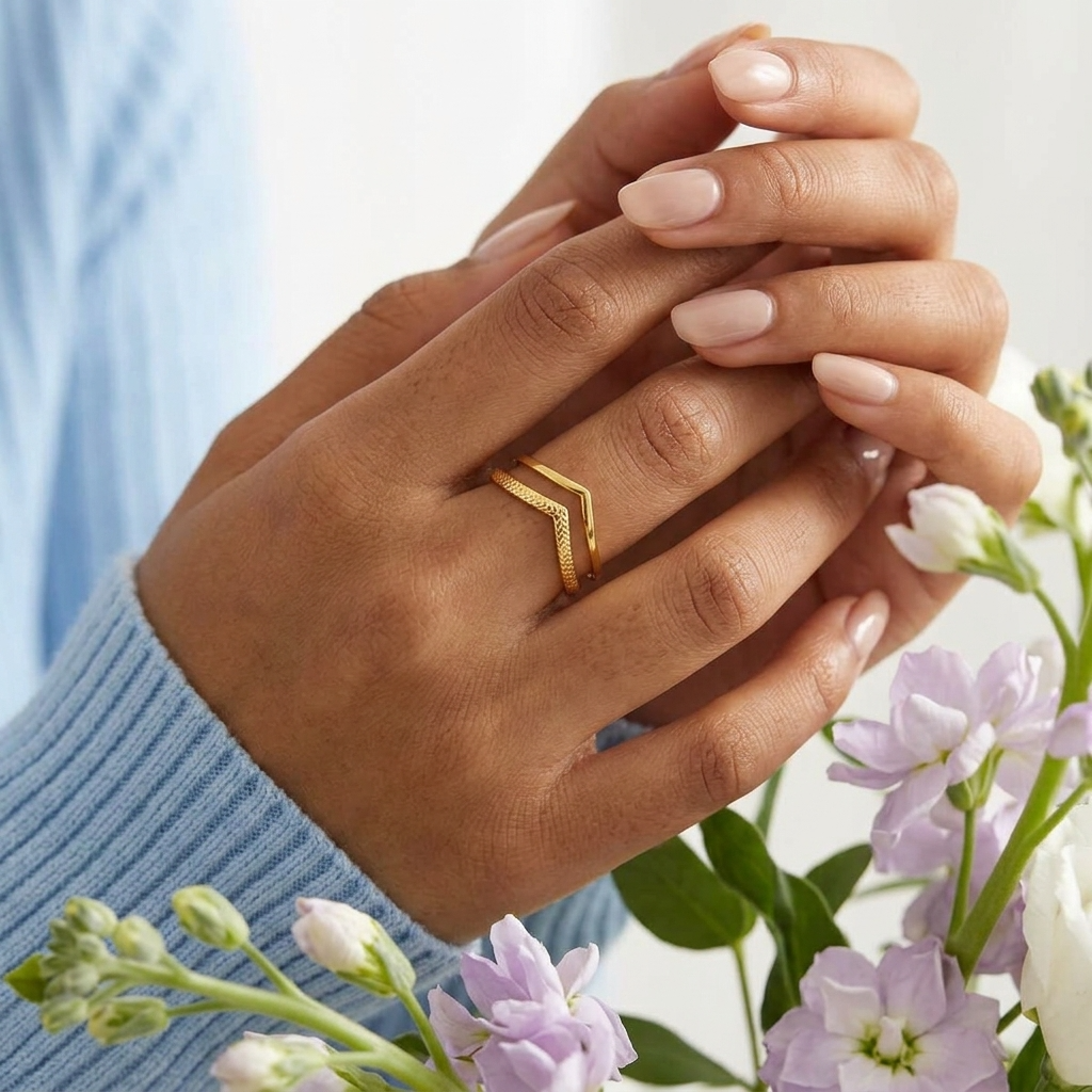 Vera Gold Chevron Braided Statement Ring