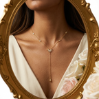 Sunburst Lariat Gold Necklace