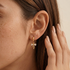 Dainty Bow Gold Hoops