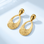 Nadia Gold Textured Teardrop Statement Earrings