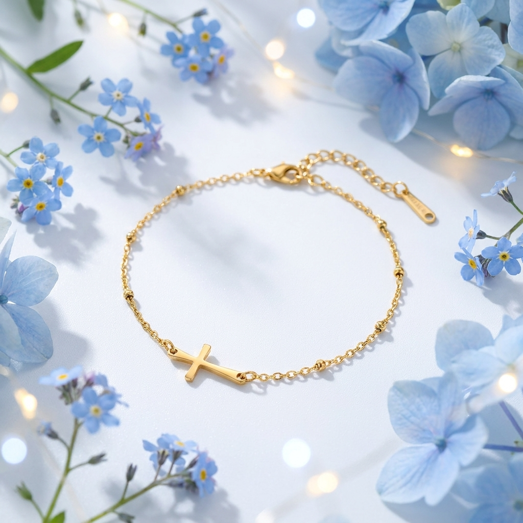 Amira Gold Cross Anklet