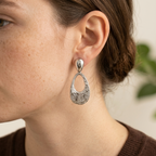 Nadia Silver Textured Teardrop Statement Earrings