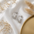 Maya Ripple Silver Hoops