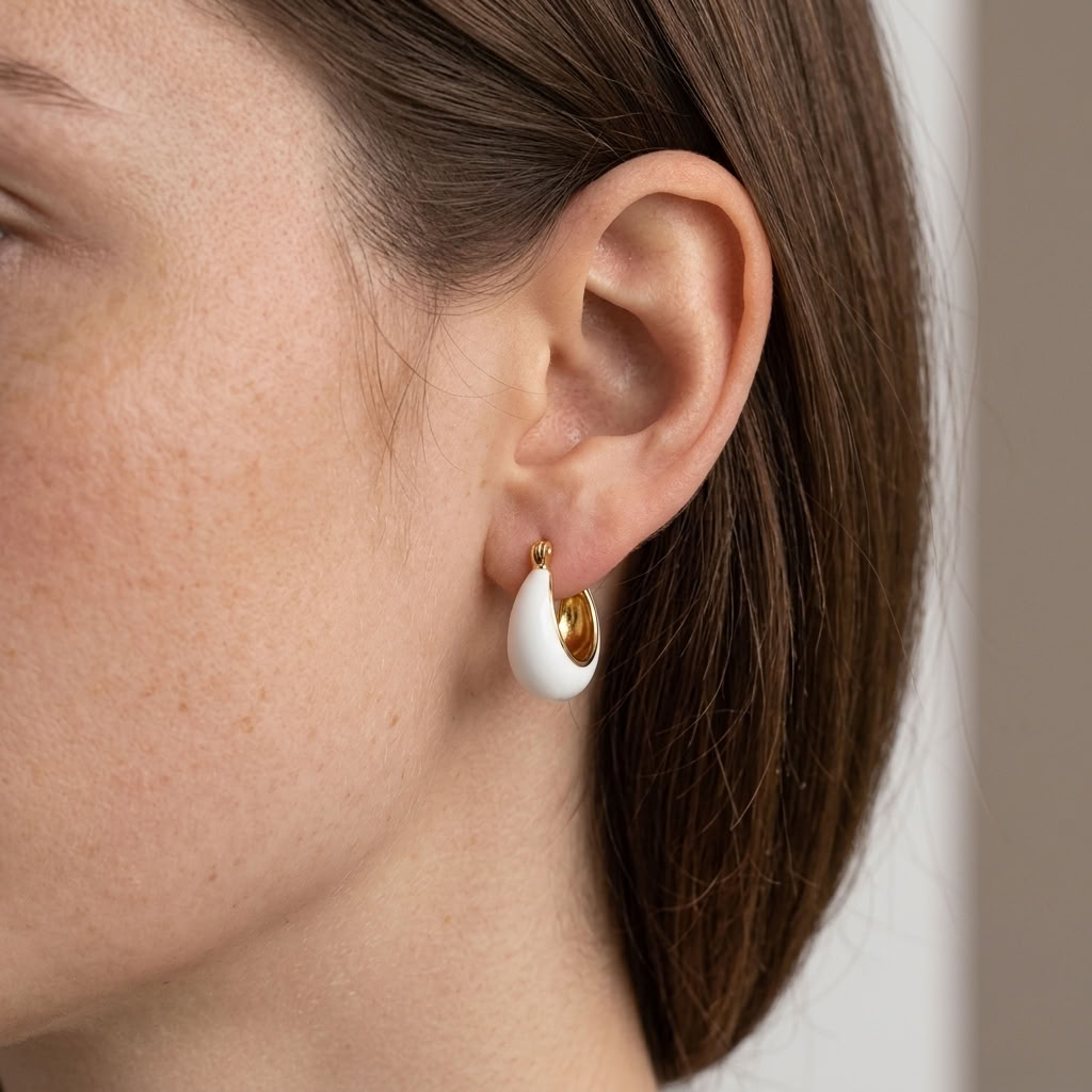 Lottie Cream Chunky Hoops