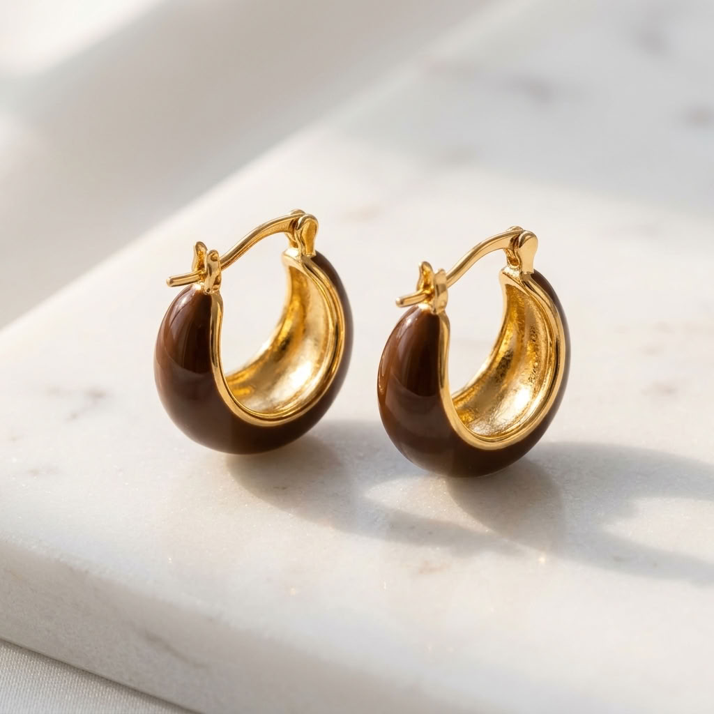 Lottie Espresso Chunky Hoops