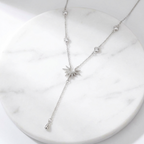 Sunburst Lariat Silver Necklace