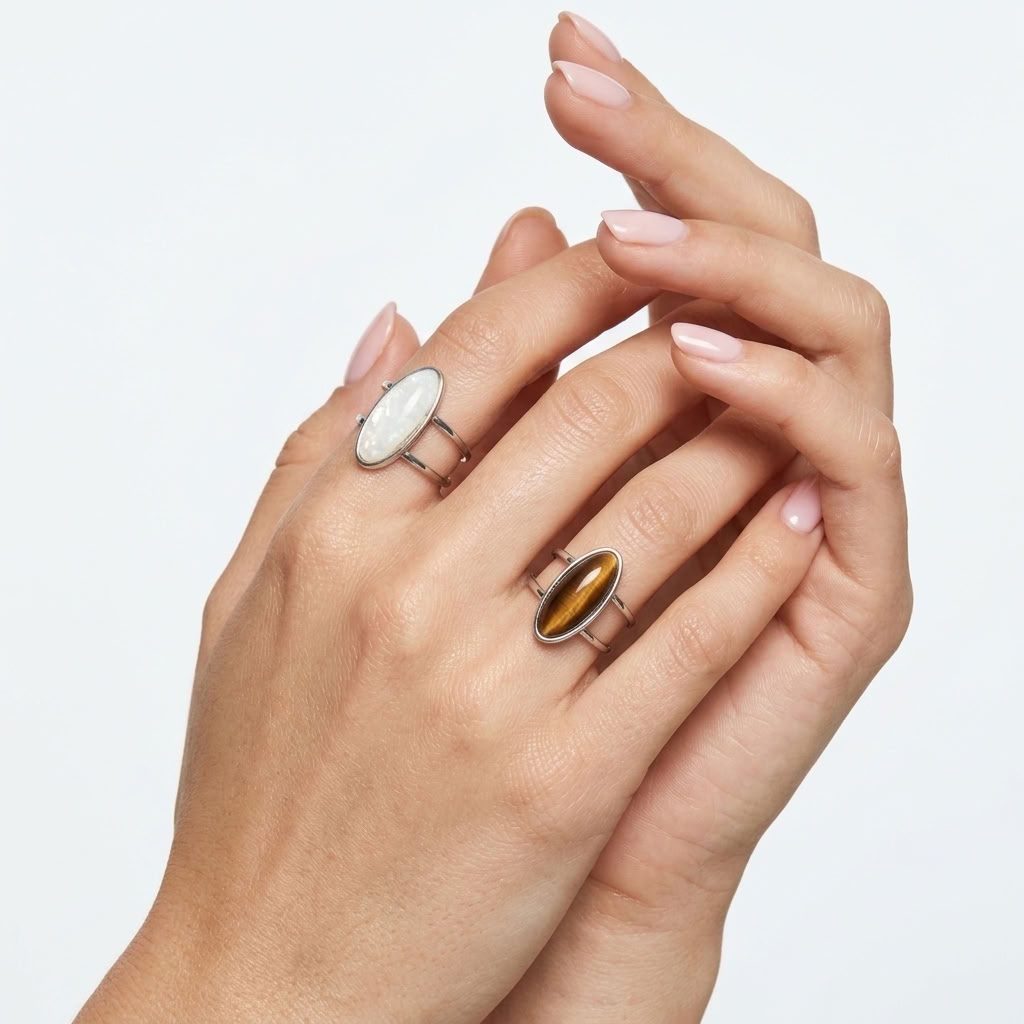 Oriane Oval Stone Ring Set