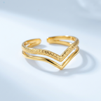 Vera Gold Chevron Braided Statement Ring