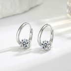 Maëlle Silver Solitaire Huggies