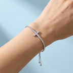 Agnès Silver Sideways Cross Bracelet