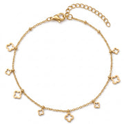 Lelice Elina Clover Frame Anklet in gold on a white background