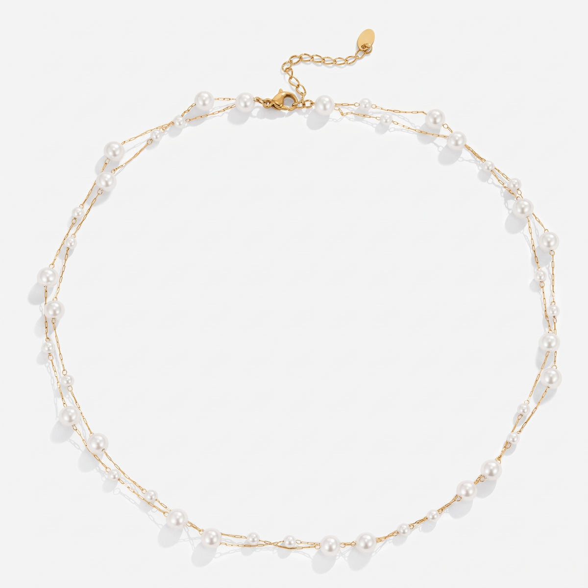 Lelice Ella Pearl Necklace in gold on a white background