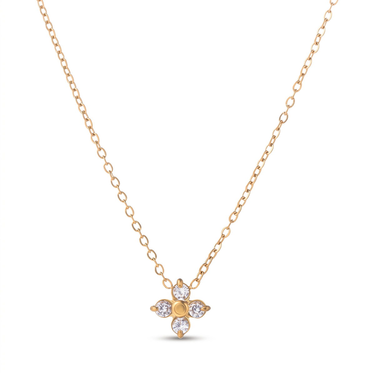Lelice Esme Clover Necklace in gold on a white background