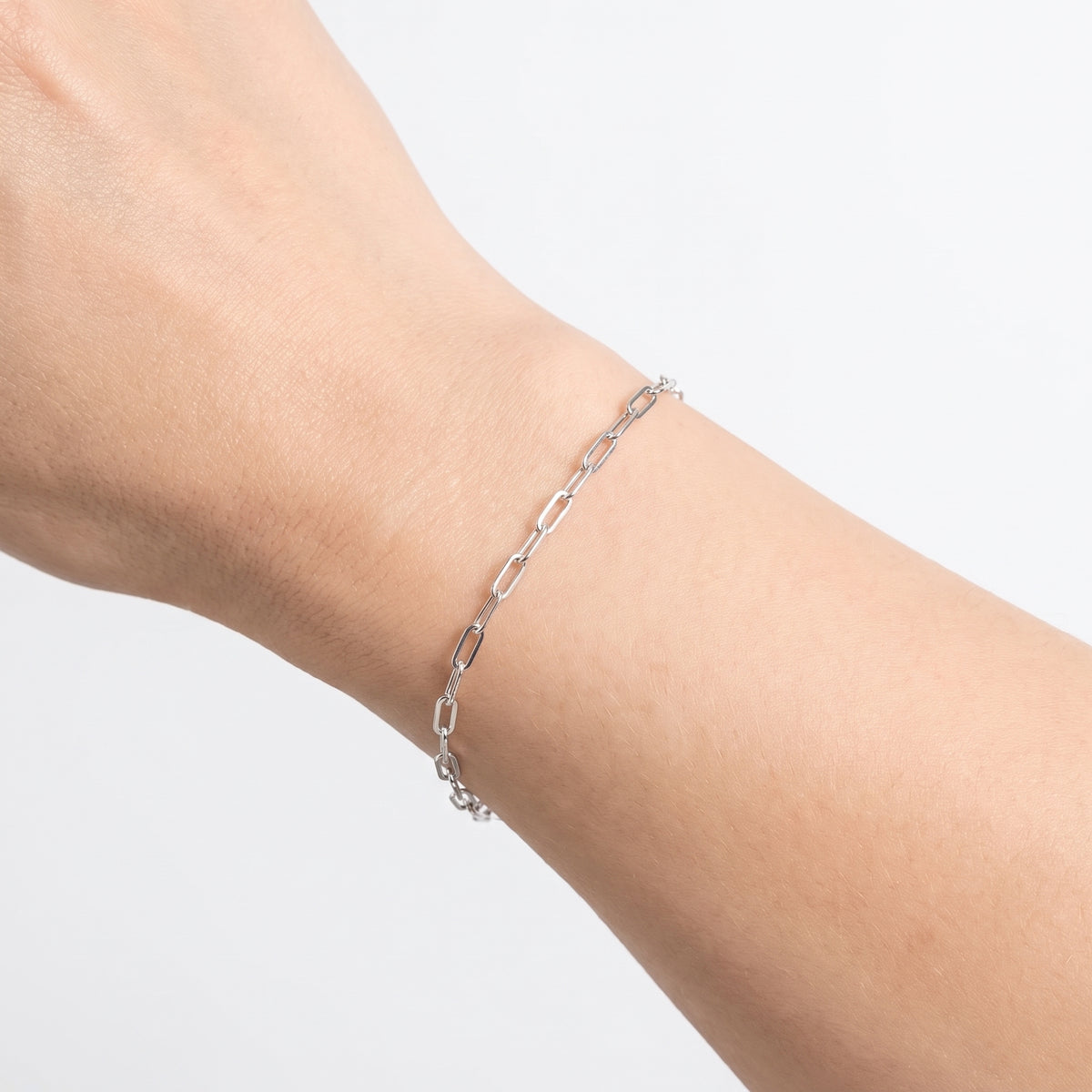 Close-up of the Lelice Esther Silver Bracelet on the wrist