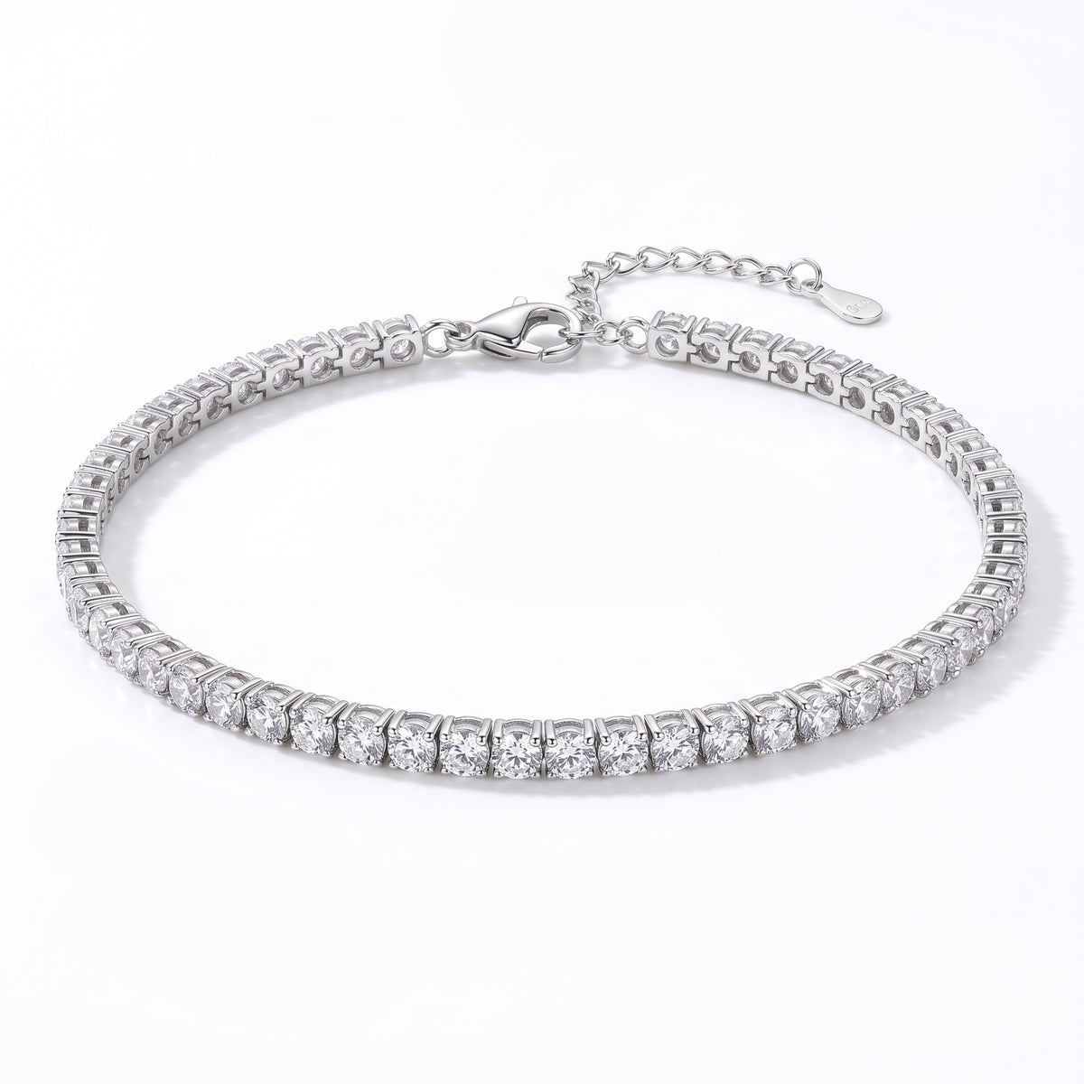 Lelice silver crystal tennis anklet Eve on a white background