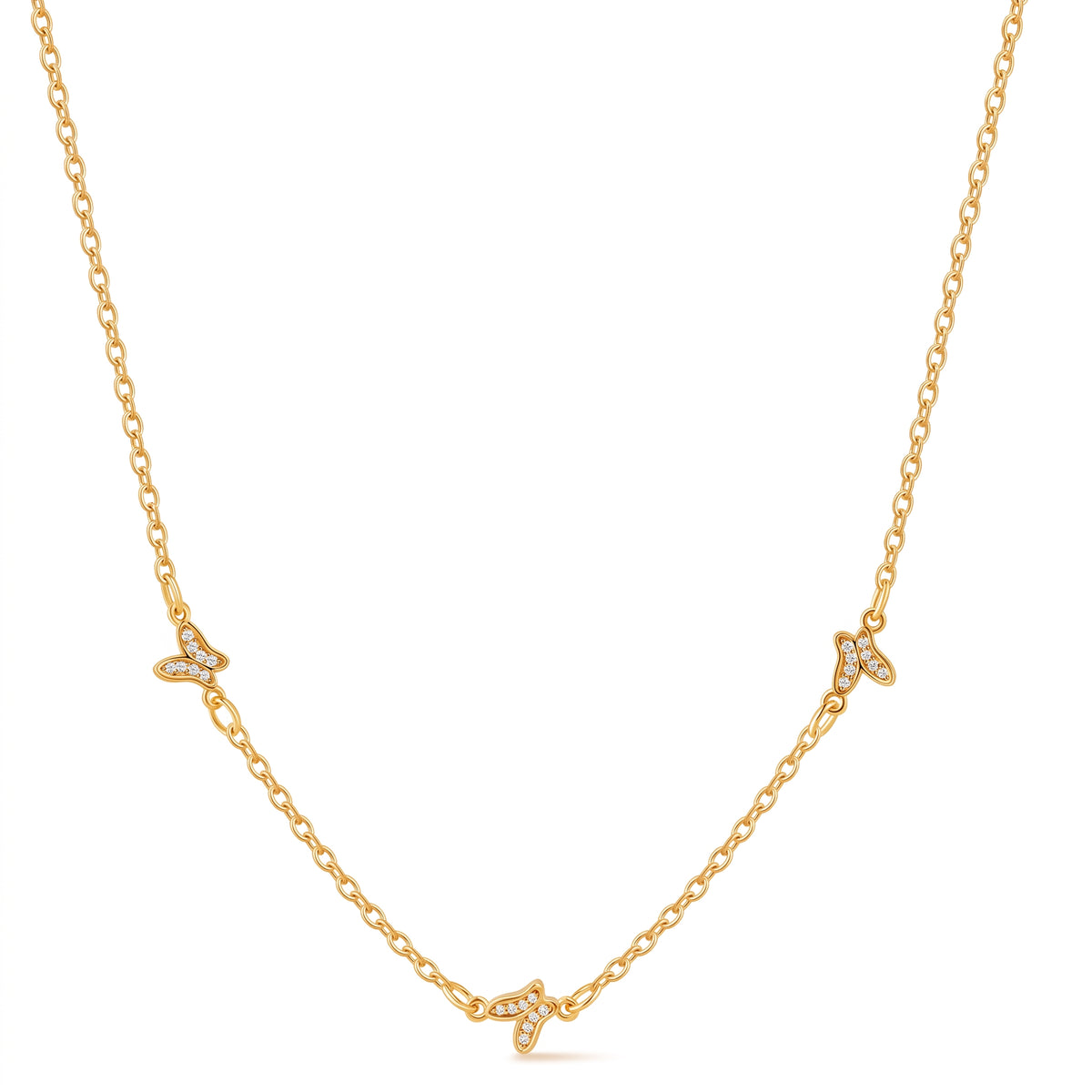 Lelice Faye Butterfly Necklace in gold on a white background