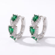 Lelice Forest Emerald Hoops in silver on a white background