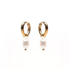 Lelice Gabrielle Pearl Hoops in gold on a white background