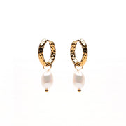 Lelice Gabrielle Pearl Hoops in gold on a white background