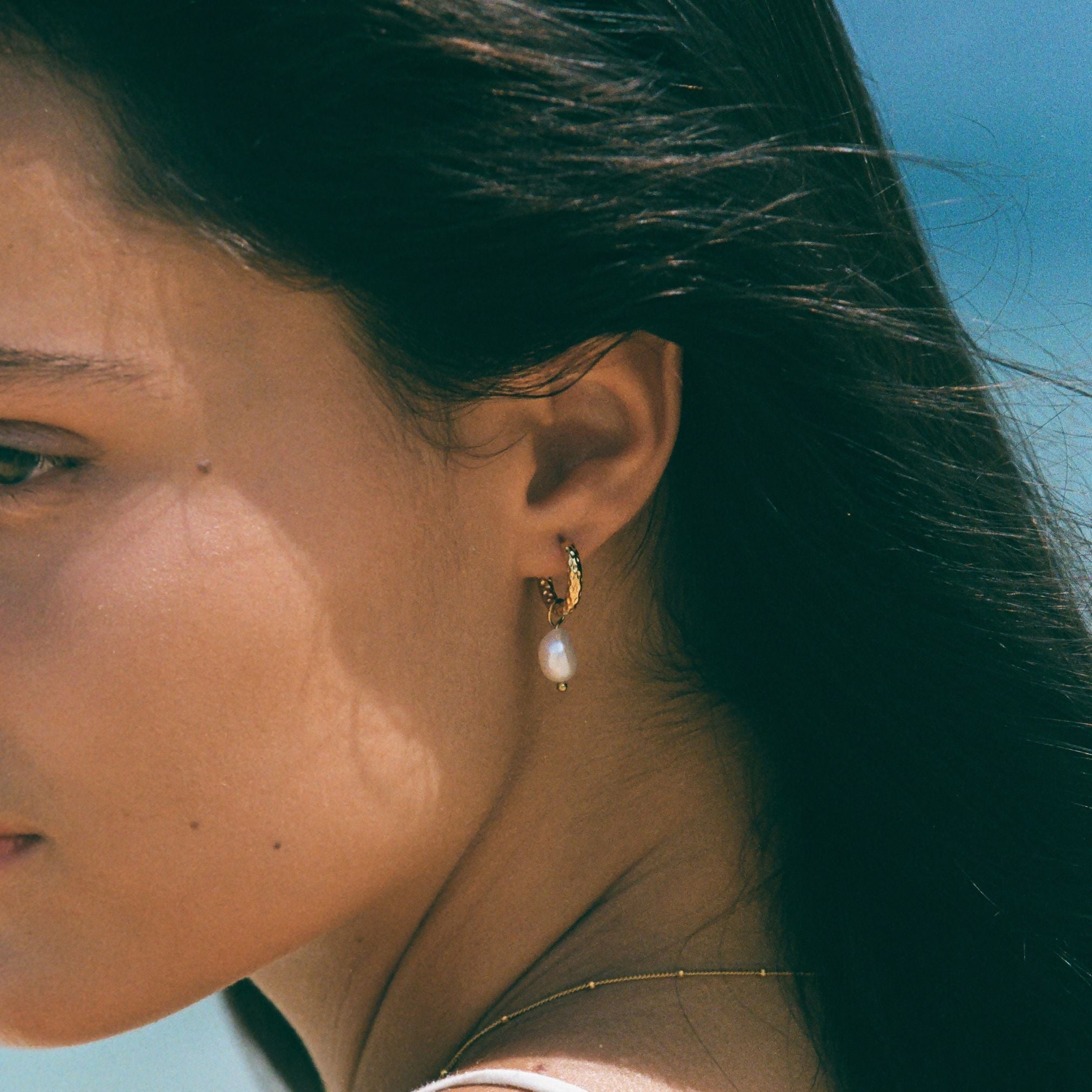 Gabrielle Pearl Hoops - Lelice Jewelry