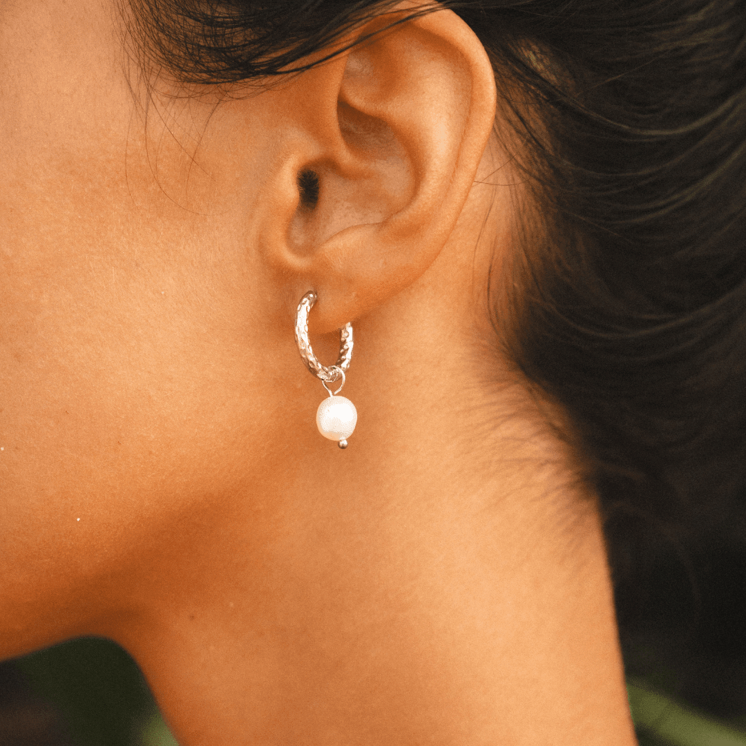 Gabrielle Pearl Hoops - Lelice Jewelry