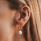 Gabrielle Pearl Hoops - Lelice Jewelry