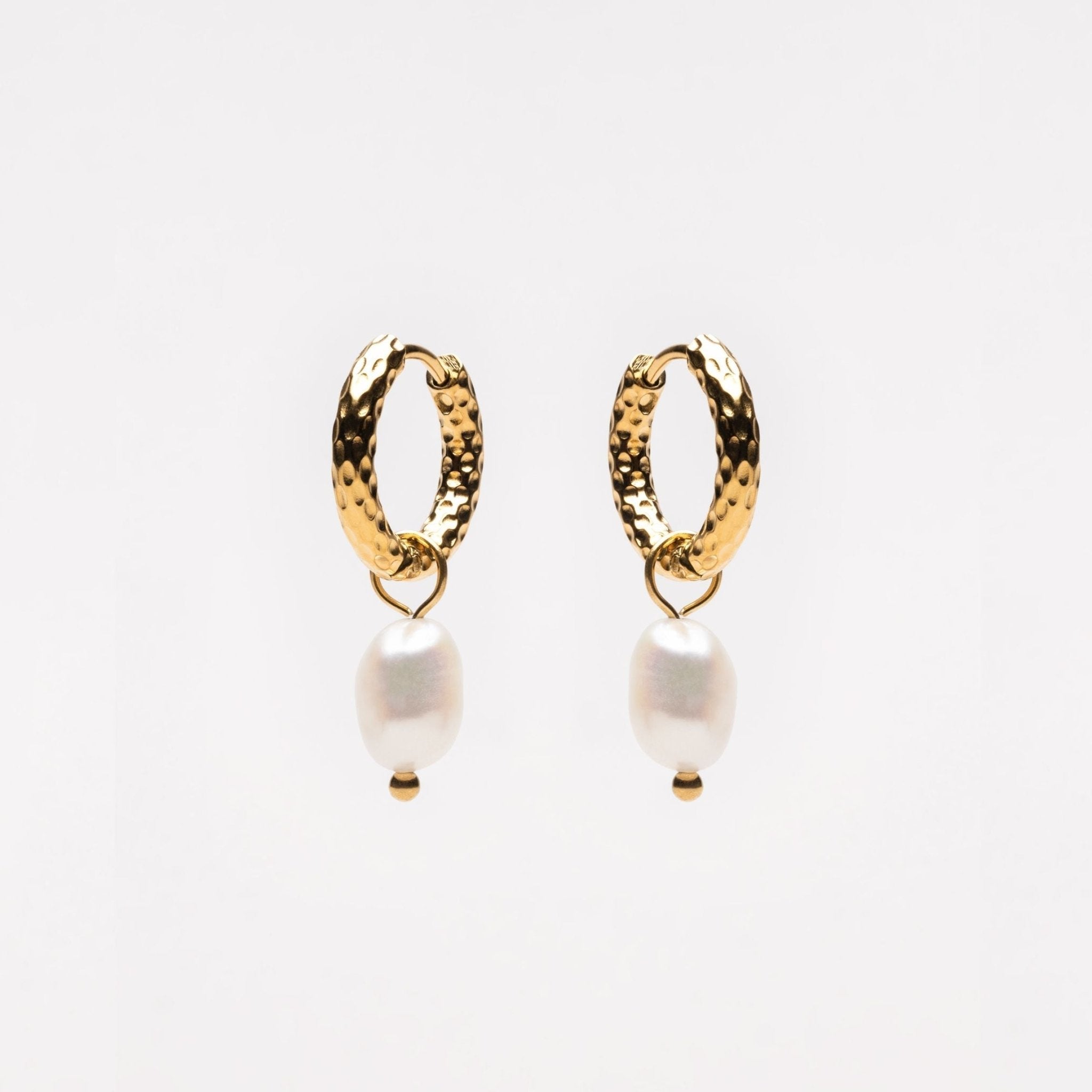 Gabrielle Pearl Hoops - Lelice Jewelry