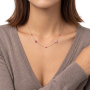 Close-up of the Lelice Geneva Zircon Necklace in silver at the collarbone