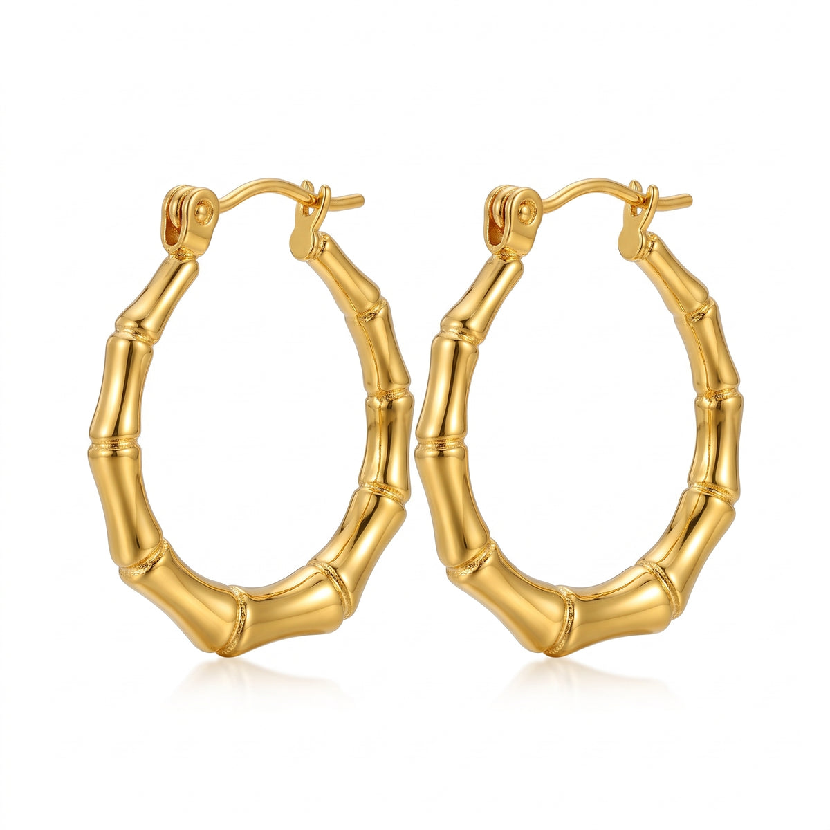 Lelice Golden Bamboo Hoops on a white background