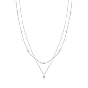 Lelice silver layered crystal station necklace Grace on a white background