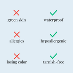 Lelice card: no green skin, allergies or color loss; waterproof, hypoallergenic and tarnish-free