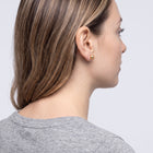 Model wearing the Lelice Hammered Gold Studs, three-quarter back view