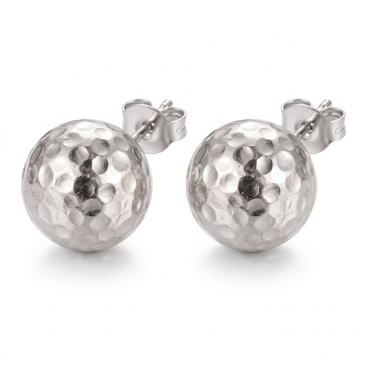 Lelice Hammered Silver Studs on a white background