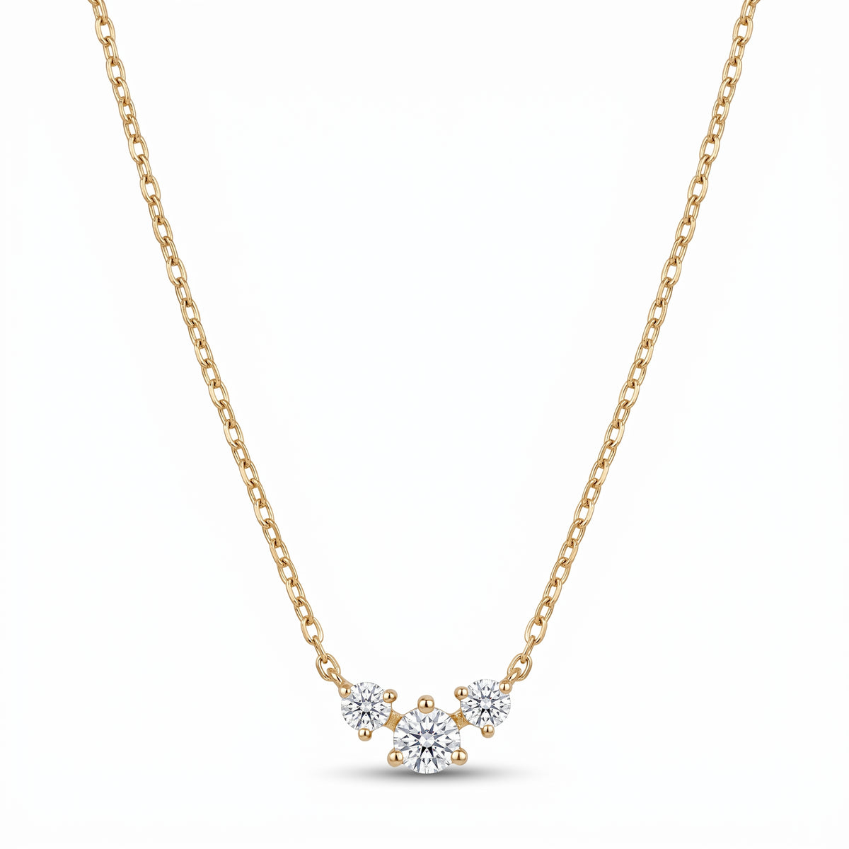 Lelice Hélène Three Stone Necklace in gold on a white background