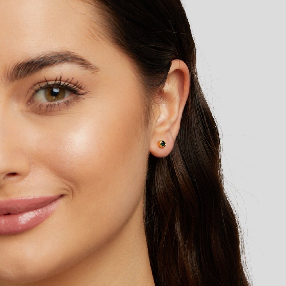 Jade Emerald Studs - Earrings - Lelice Jewelry