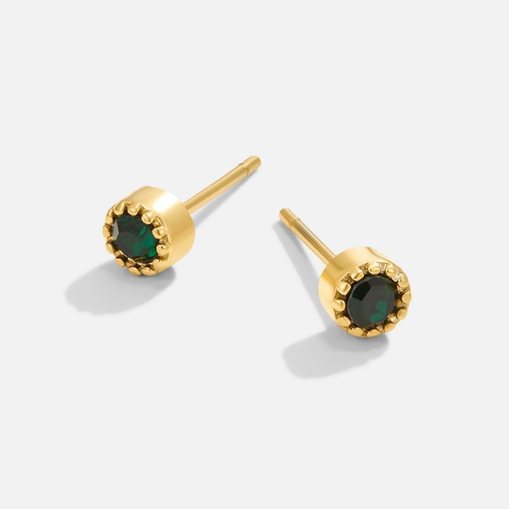 Jade Emerald Studs - Earrings - Lelice Jewelry