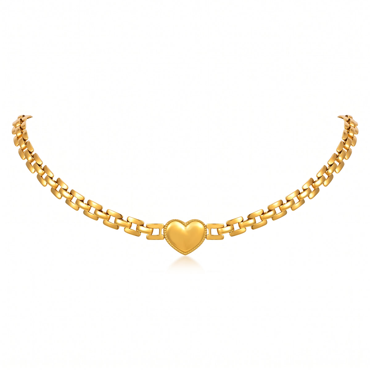 Lelice Juliet Heart Choker in gold on a white background