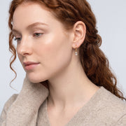 Model wearing the Lelice Justine Crystal Drops in gold, serene chin lift