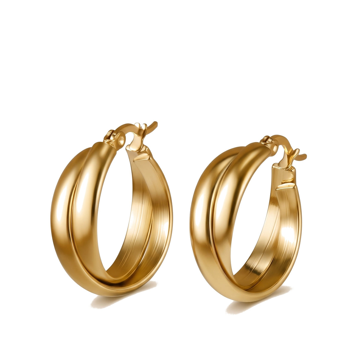 Lelice Kate Sleek Hoops in gold on a white background