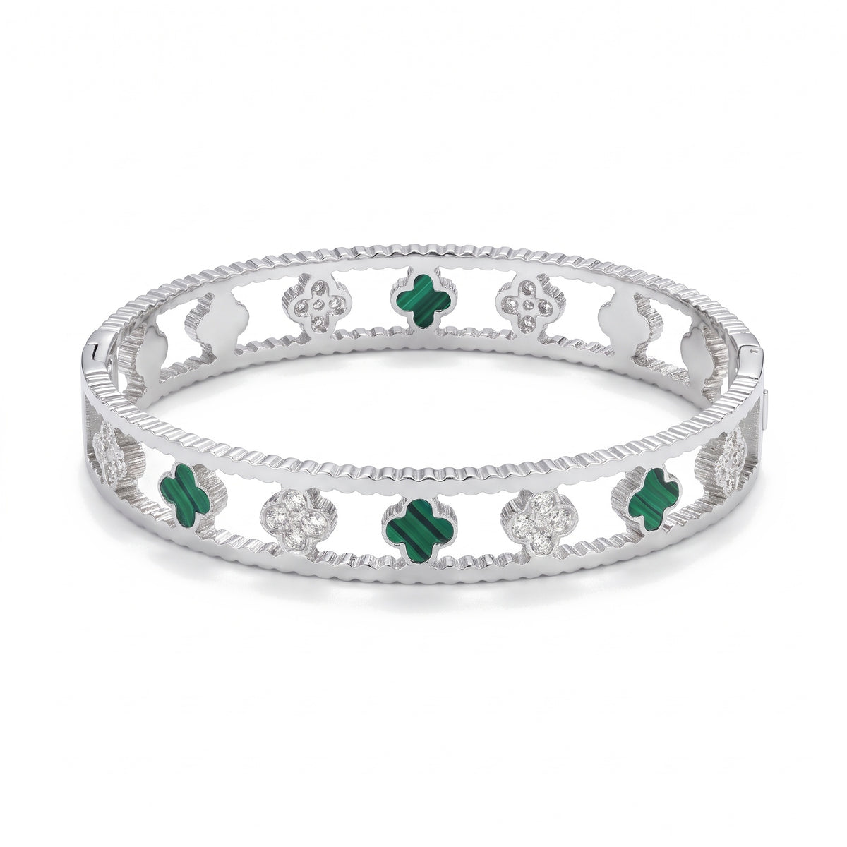 Lelice Dublin Quatrefoil Silver Bangle on a white background