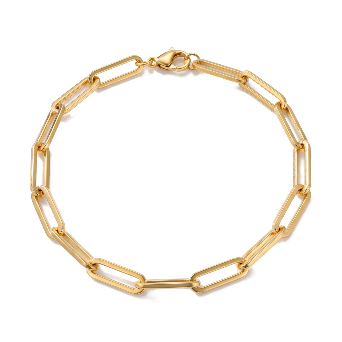 Lelice Margot Gold Paperclip Chain Link Bracelet on a white background