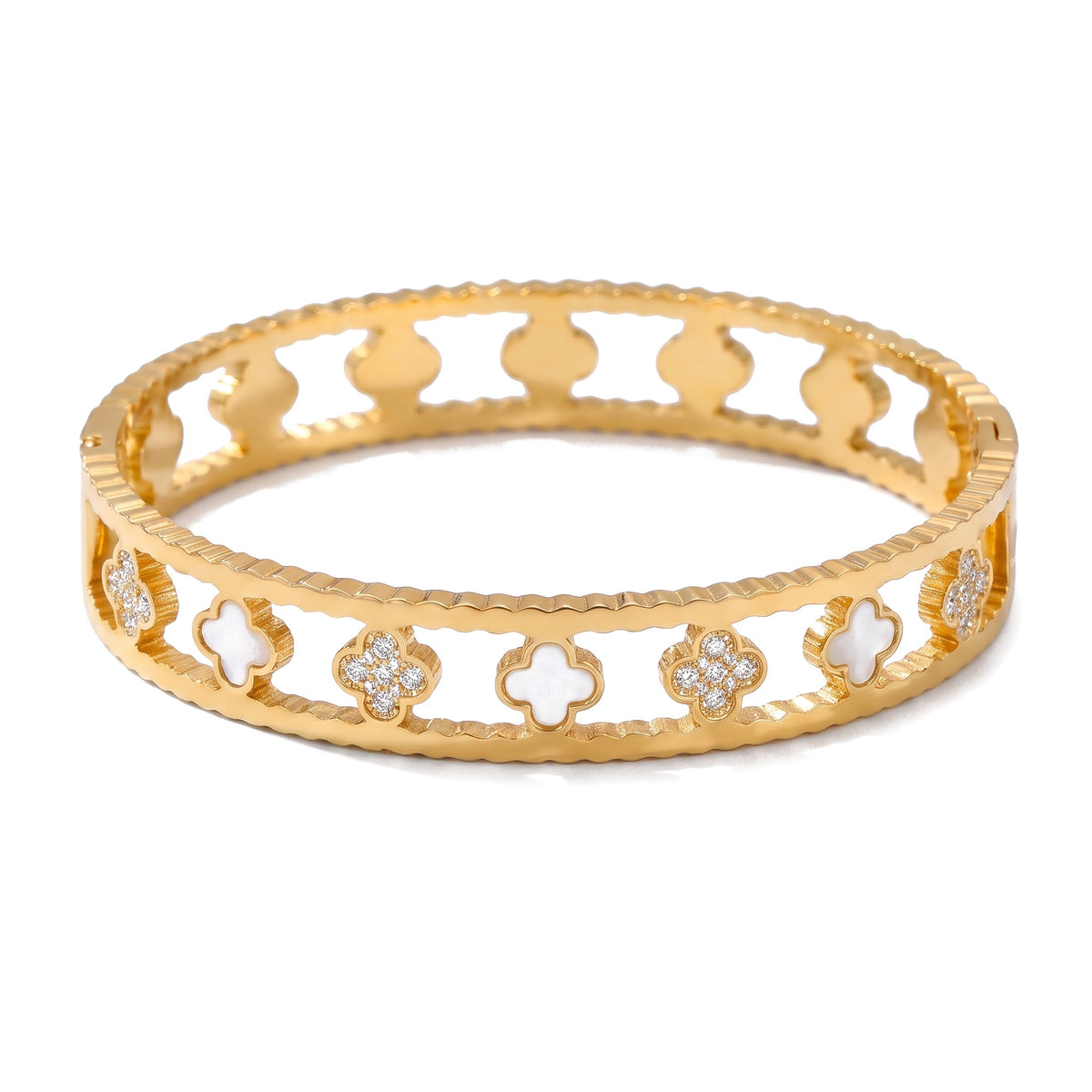 Lelice Miya Gold Clover Bangle on a white background