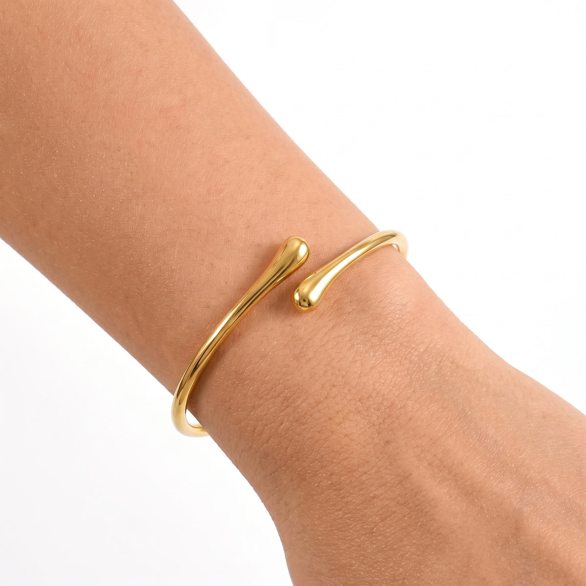 Close-up of the Lelice Sloane Gold Cuff on the wrist