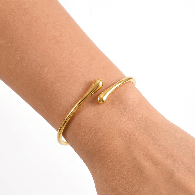 Close-up of the Lelice Sloane Gold Cuff on the wrist