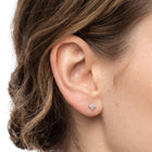 Close-up of the Lelice Lily Crystal Studs in gold on the ear