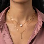 Close-up of the Lelice Livia Layered Necklace Set in gold at the collarbone