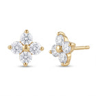 Lelice gold crystal flower stud earrings Lola on a white background